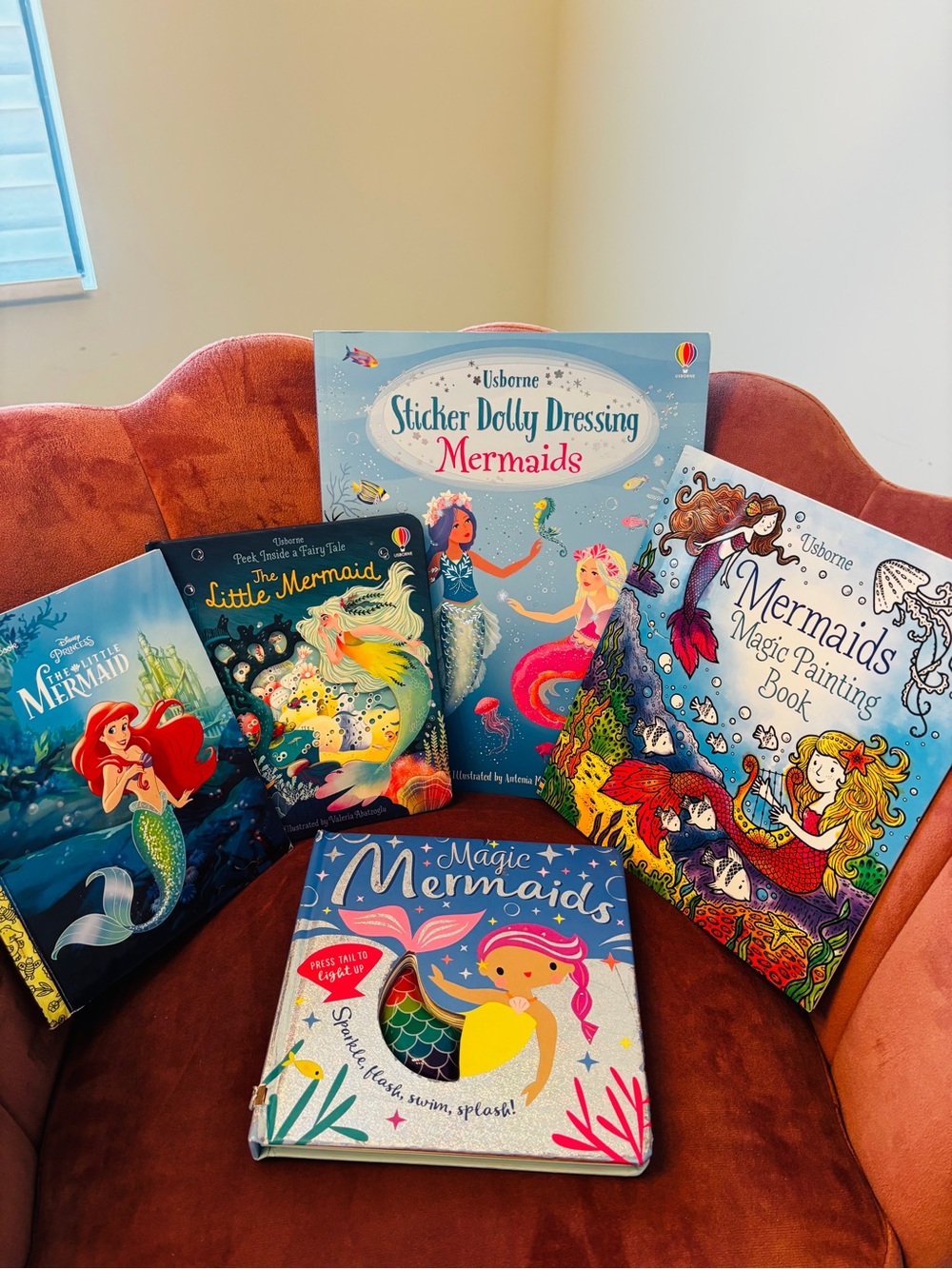 5 Mermaid Books, Sticker Book, Water Paint, Golden Book, Some Usborne